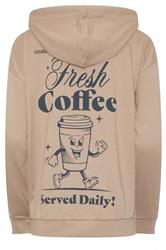 PixieGirl Petite Natural Brown 'Coffee' Slogan Drawstring Hoodie | PixieGirl 2