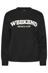 PixieGirl Petite Black 'Weekend Brunch Club' Slogan Lounge Top | PixieGirl 6