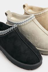 Black & Blue Faux Suede Embroidered Mules In Standard Fit | Yours Clothing 6