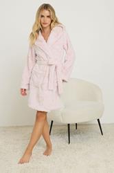 PixieGirl Petite Women's Pink Heart Embossed Short Hooded Dressing Gown | PixieGirl 2