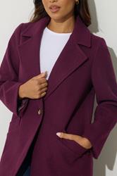 PixieGirl Petite Women's Burgundy Red Button Formal Coat | PixieGirl 4