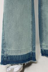 PixieGirl Petite Women's Mid Blue Frayed Wide Leg Jeans | PixieGirl  4
