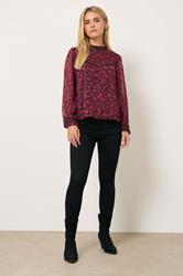 M&Co Petite Black & Berry Floral Stud Detail Blouse | M&Co 2