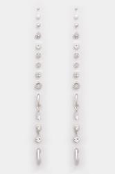 12 PACK Silver Tone Diamante Mixed Earring Set | Yours Clothing 3