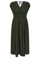 PixieGirl Petite Olive Green Wrap Midi Dress