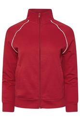 PixieGirl Petite Women's Red Contrast Piping Zip Sweatshirt | PixieGirl 1