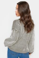 PixieGirl Petite Black & White Stripe Ribbed Funnel Neck Jumper | PixieGirl 3