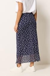 M&Co Petite Navy Blue Polka Dot Mesh Maxi Skirt | M&Co 2