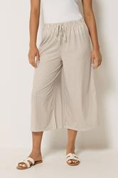 M&Co Petite Neutral Brown Stripe Wide Leg Culottes | M&Co 3