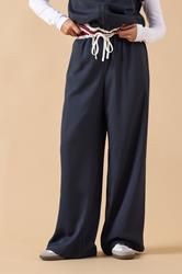 PixieGirl Petite Women's Navy Blue Contrast Waist Trousers | PixieGirl 2