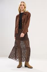 PixieGirl Petite Women's Chocolate Brown Lace Lined Maxi Skirt | PixieGirl 1