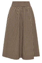 PixieGirl Petite Brown Gingham Cotton Shirred Maxi Skirt
