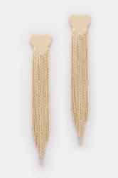 Gold Tone Statement Heart Tassel Earrings | Yours Clothing 2