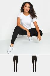M&Co 2 PACK Black Stretch Cotton Leggings | M&Co 3