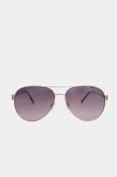 Silver Aviator Frame Sunglasses | Yours Clothing 3