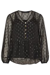 STAR Black Metallic Detail Mesh Jacquard Blouse | StarByJM 5
