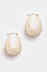 Gold Tone Diamante Hoop Earrings | Yours Clothing 2