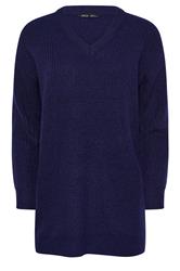 M&Co Petite Navy Blue V-Neck Tunic Jumper | M&Co  6