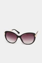Black Soft Cat Eye Circle Arm Sunglasses | Yours Clothing 2