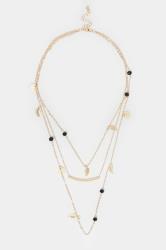 Gold Tone Triple Layer Leaf Charm Necklace | Yours Clothing 2