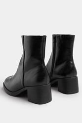 Black Faux Leather Square Toe Chelsea Boots In Extra Wide EEE Fit | Yours Clothing 5