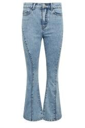 PixieGirl Petite Womens Light Blue Seam Front Kick Flare Jeans | PixieGirl 7