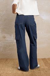 PixieGirl Petite Womens Indigo Blue Non-Stretch Utility Cargo Jeans | PixieGirl 4