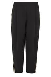 PixieGirl Petite Women's Black Side Stripe Detail Barrel Leg Trousers | PixieGirl 5