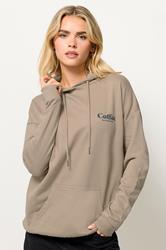PixieGirl Petite Natural Brown 'Coffee' Slogan Drawstring Hoodie | PixieGirl 1