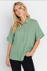 M&Co Petite Green Short Sleeve Linen Shirt | M&Co 3