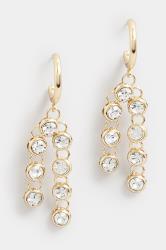 Gold Diamante Linked Drop Earrings | Yours Clothing 2