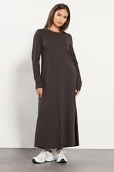 PixieGirl Petite Women's Chocolate Brown T-Shirt Maxi Dress | PixieGirl 2