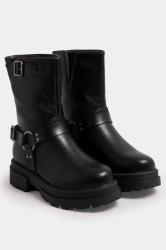 PixieGirl Black Chunky Biker Boot In Standard Fit | PixieGirl 2