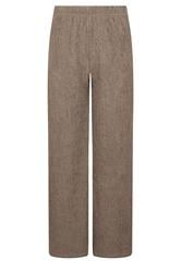 PixieGirl Petite Mocha Brown Textured Wide Leg Trousers | PixieGirl 5