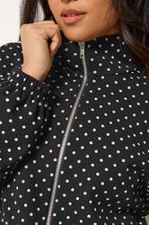PixieGirl Petite Women's Black Polka Dot Funnel Neck Jacket | PixieGirl 4