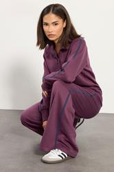 PixieGirl Petite Women's Burgundy Red Stripe Wide Leg Joggers | PixieGirl 3