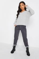 PixieGirl Grey V-Neck Ribbed Jumper | PixieGirl  3