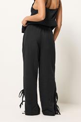 PixieGirl Petite Women's Set Black Cotton Cheesecloth Top & Trousers | PixieGirl 7