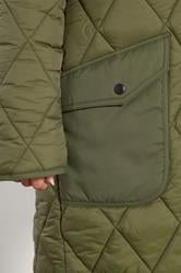 PixieGirl Petite Women's Khaki Green Funnel Neck Quilted Coat | PixieGirl 5