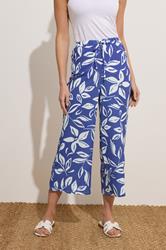 M&Co Blue Leaf Printed Crepe Culottes | M&Co 3