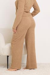 PixieGirl Petite Women's Camel Brown Chenille Wide Leg Trousers | PixieGirl 3