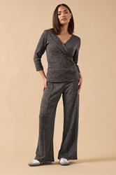 PixieGirl Petite Women's Chocolate Brown Marl Wrap Top | PixieGirl 2