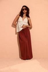 PixieGirl Petite Women's Burgundy Red Tie Waist Maxi Skirt | PixieGirl 1