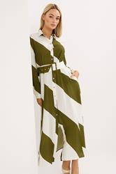 STAR Khaki Green Stripe Shirt Dress | StarByJM 1