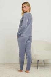 PixieGirl Petite Women's Blue Luxe Fleece Pyjama Set | PixieGirl 3