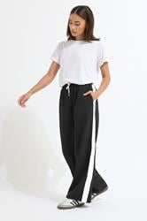 PixieGirl Petite Women's Black Striped Wide Leg Trousers | PixieGirl 1