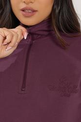 PixieGirl Petite Women's Burgundy Red 'Monte Carlo' Slogan Quarter Zip Sweatshirt | PixieGirl 5