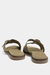 Taupe Brown Double Buckle Footed Mule In Extra Wide EEE Fit 4