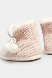 Pink Fluffy Chevron Slipper Boots In Wide E Fit | Yours Clothing 4