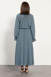 PixieGirl Petite Women's Blue Chiffon Frill Tie Waist Maxi Dress | PixieGirl 3